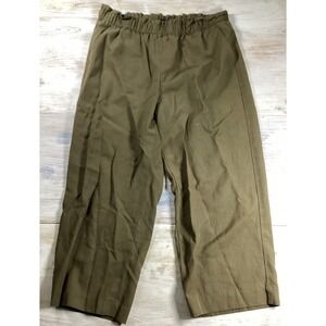 Talbots Olive Green Linen Blend Capri Crop Women's‎ Medium Beachy Safari